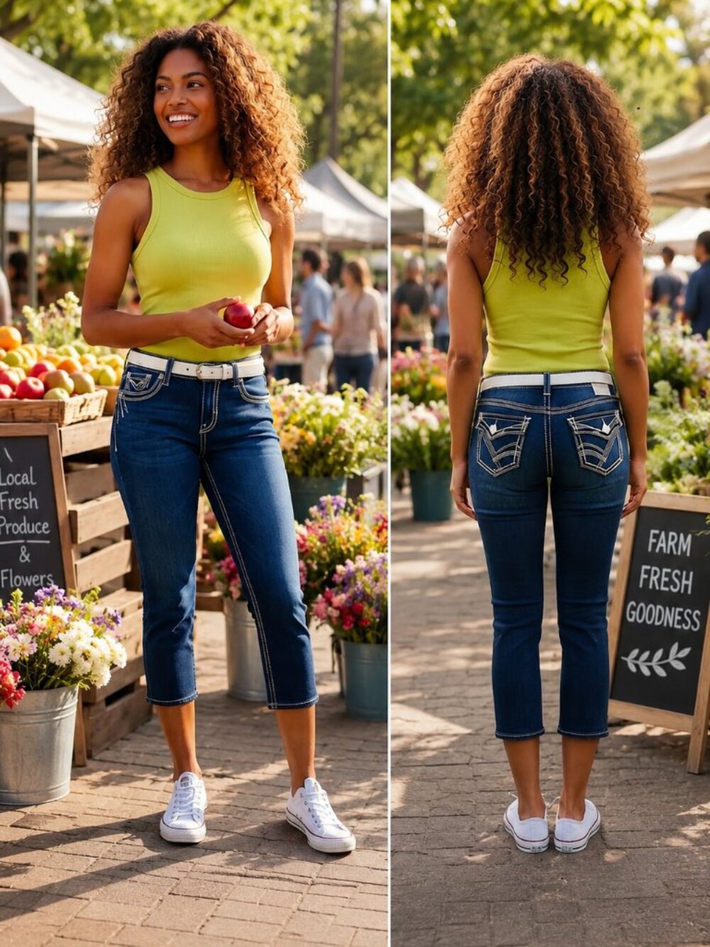 Hydraulic Dark Wash Cropped Jeans Contrast Stitching Women’s Size 10